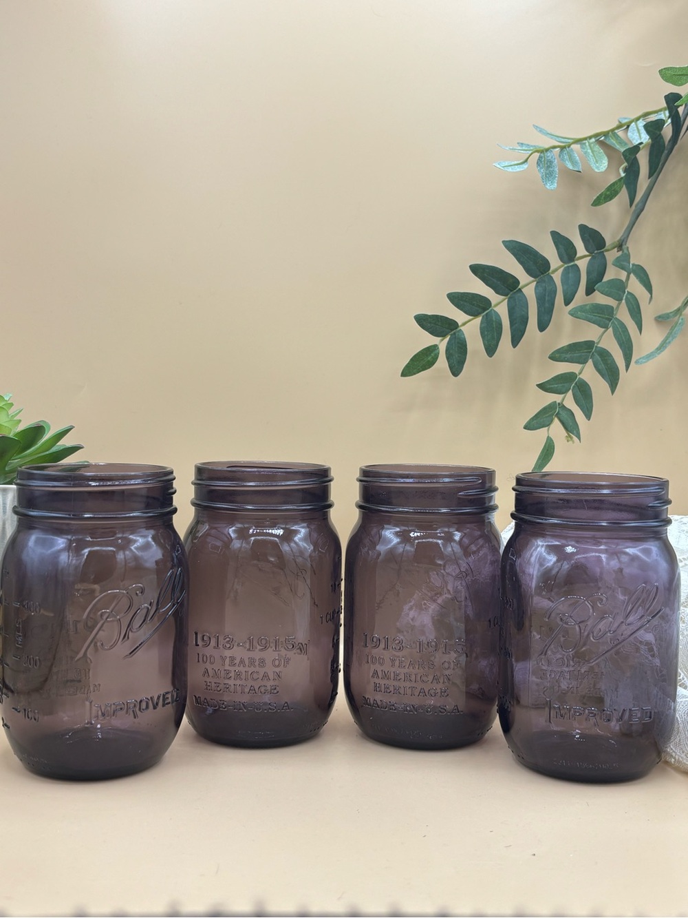 Ball Heritage Collection Purple Mason Jars 1913-1915 100th Anniversary Set of 4